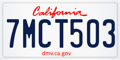 CA license plate 7MCT503
