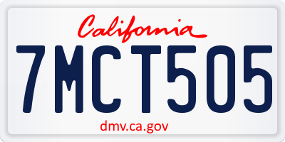 CA license plate 7MCT505