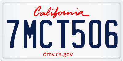 CA license plate 7MCT506