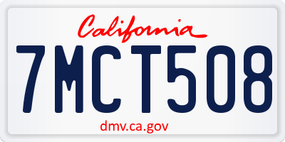 CA license plate 7MCT508