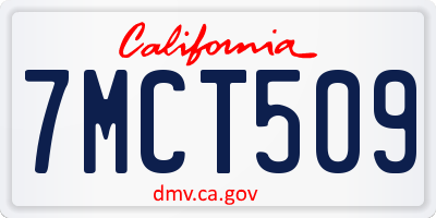 CA license plate 7MCT509