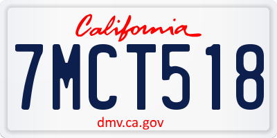 CA license plate 7MCT518