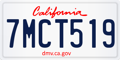 CA license plate 7MCT519