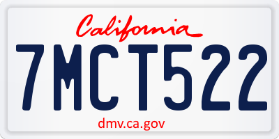 CA license plate 7MCT522
