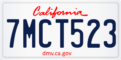 CA license plate 7MCT523
