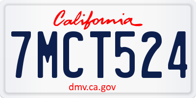 CA license plate 7MCT524