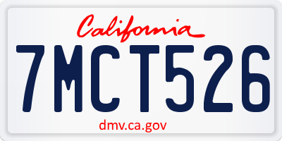 CA license plate 7MCT526