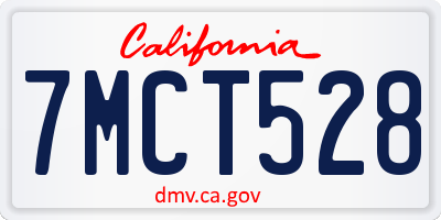 CA license plate 7MCT528
