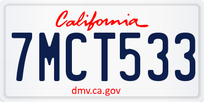 CA license plate 7MCT533