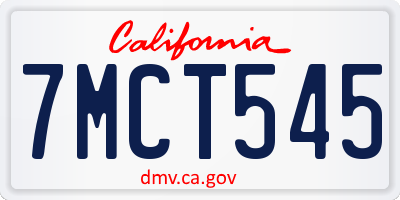 CA license plate 7MCT545
