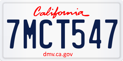 CA license plate 7MCT547