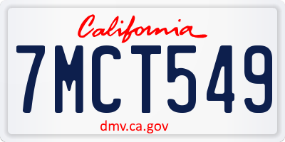 CA license plate 7MCT549