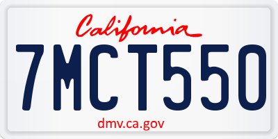 CA license plate 7MCT550