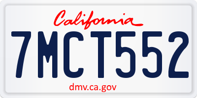 CA license plate 7MCT552