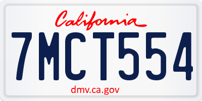 CA license plate 7MCT554