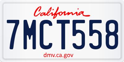 CA license plate 7MCT558