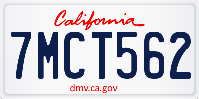 CA license plate 7MCT562