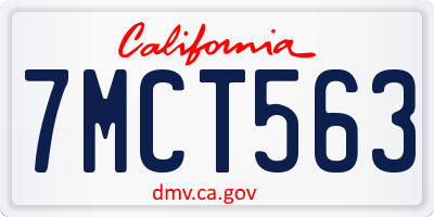 CA license plate 7MCT563