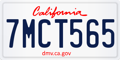 CA license plate 7MCT565