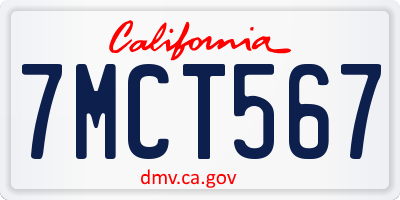 CA license plate 7MCT567