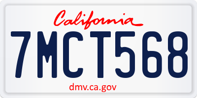 CA license plate 7MCT568