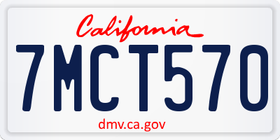 CA license plate 7MCT570