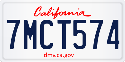 CA license plate 7MCT574