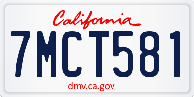 CA license plate 7MCT581