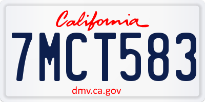CA license plate 7MCT583