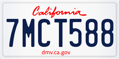 CA license plate 7MCT588