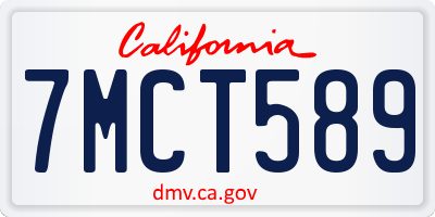 CA license plate 7MCT589