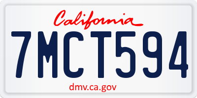 CA license plate 7MCT594