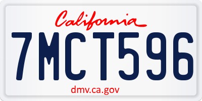 CA license plate 7MCT596