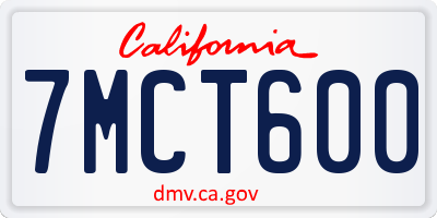 CA license plate 7MCT600