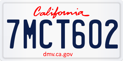 CA license plate 7MCT602