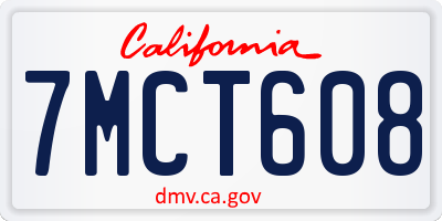 CA license plate 7MCT608
