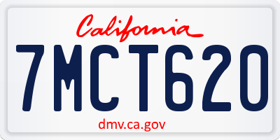 CA license plate 7MCT620