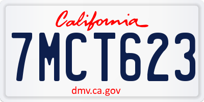 CA license plate 7MCT623