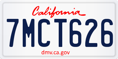 CA license plate 7MCT626