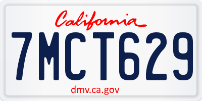 CA license plate 7MCT629