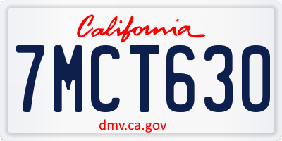 CA license plate 7MCT630