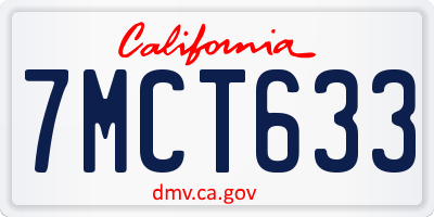 CA license plate 7MCT633