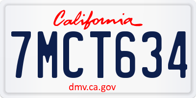 CA license plate 7MCT634