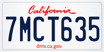 CA license plate 7MCT635