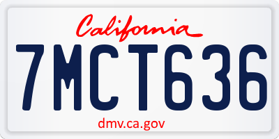 CA license plate 7MCT636