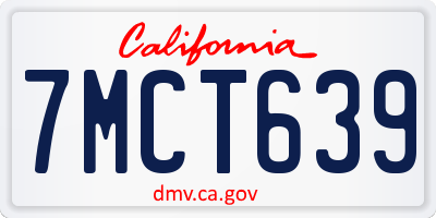 CA license plate 7MCT639