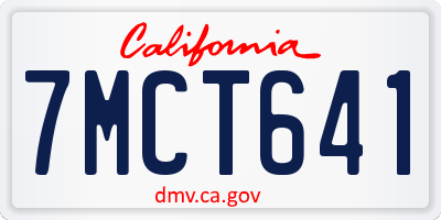 CA license plate 7MCT641
