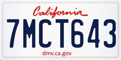 CA license plate 7MCT643