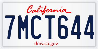 CA license plate 7MCT644