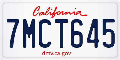 CA license plate 7MCT645